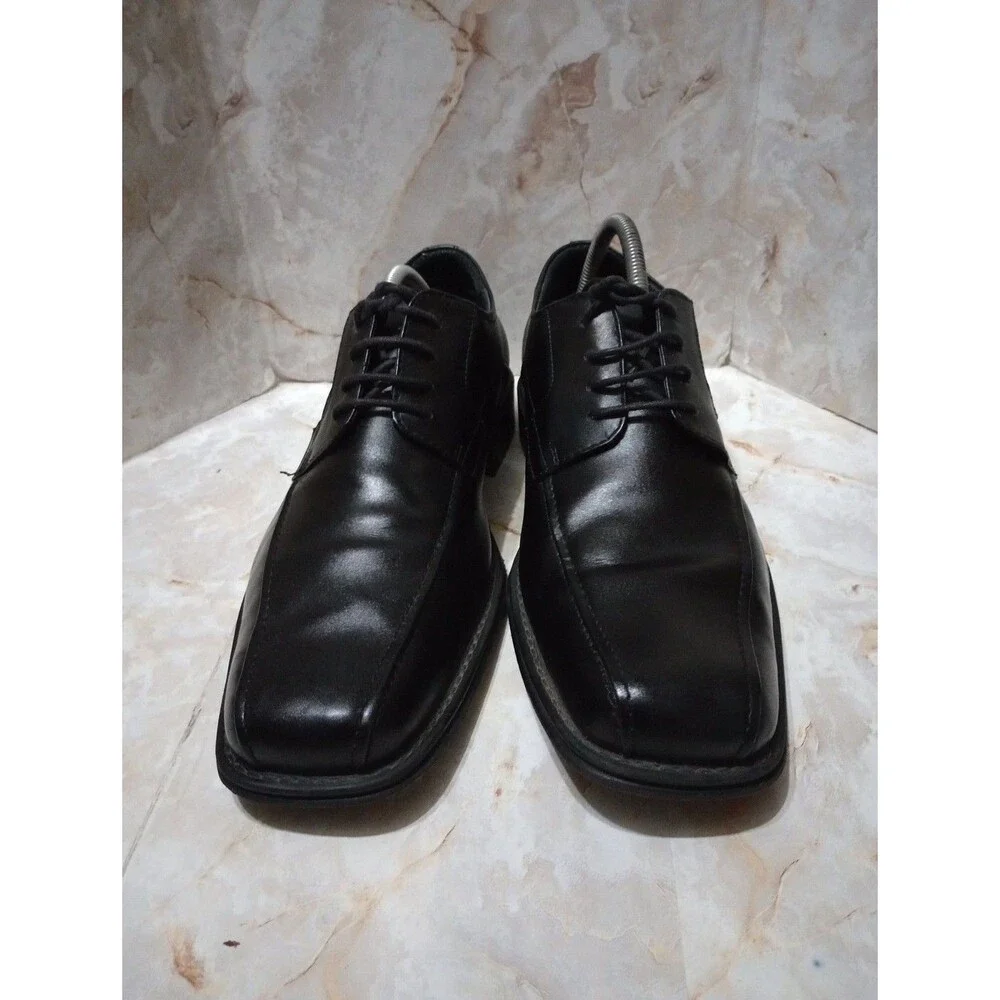 GH Bass & Co Albany Mens Size 11 D Black Leather Bicycle Toe Oxford Dress Shoes